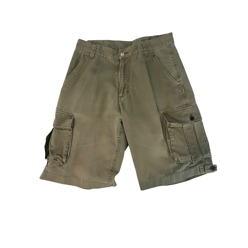 Vintage Lee Dungarees Cargo Shorts Men's 30x21 Utility Khaki Green Loose Fit Y2K